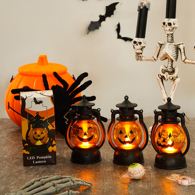 LED Pumpkin Lantern Decorative Battery-Operated Halloween Tabletop Light
