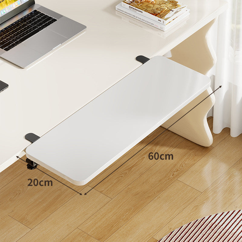 Under-Desk Bamboo Slide-Out Work Surface Clamp-Mounted Keyboard & Mouse Platform