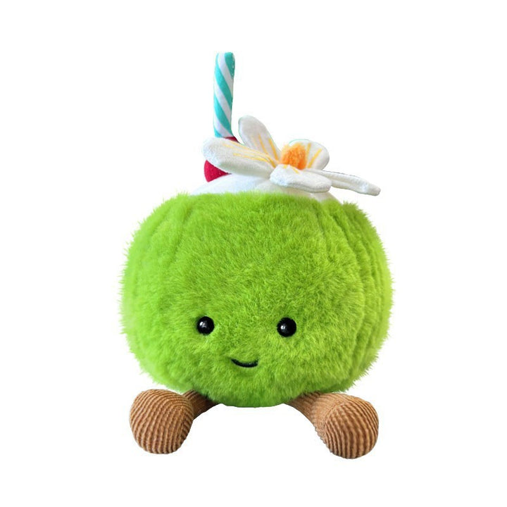 Plush Palm-Tree Character Sitting Soft Toy with Embroidered Face and Corduroy Legs Kalsten