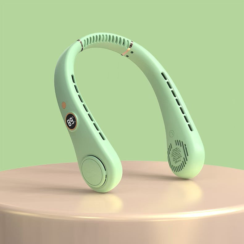 Unisex nan ergonomic hands-free neck fan with LED speed display and dual airflow outlets Kalsten