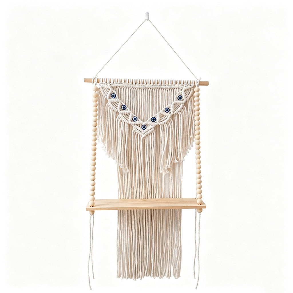 Macrame Wall Hanging Shelf with Decorative Beads Kalsten