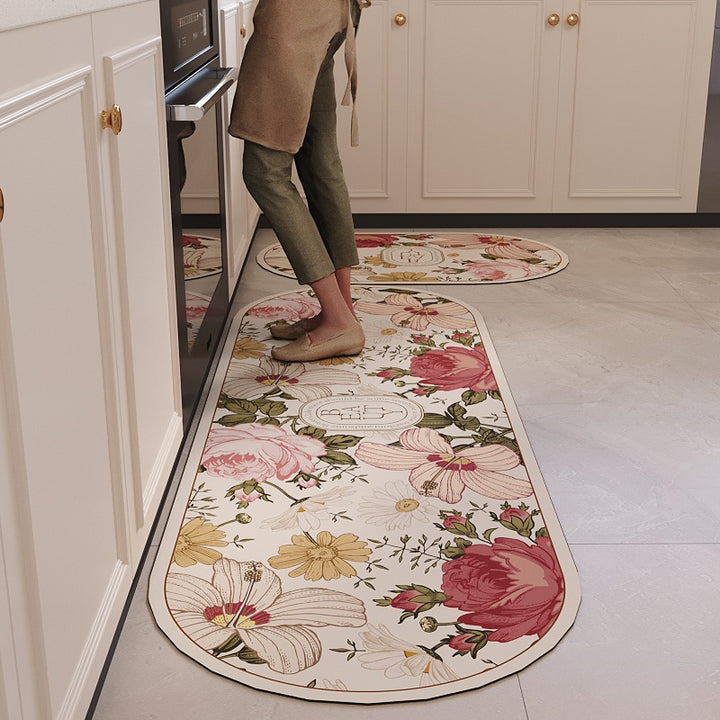 Floral Pattern Decorative Kitchen Mat