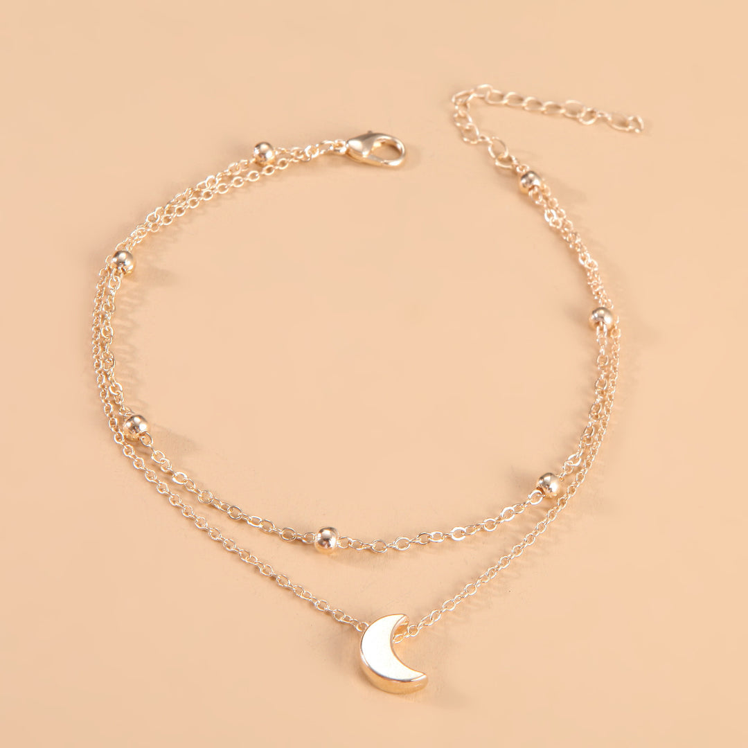 Double Layered Moon Charm Anklet Kalsten
