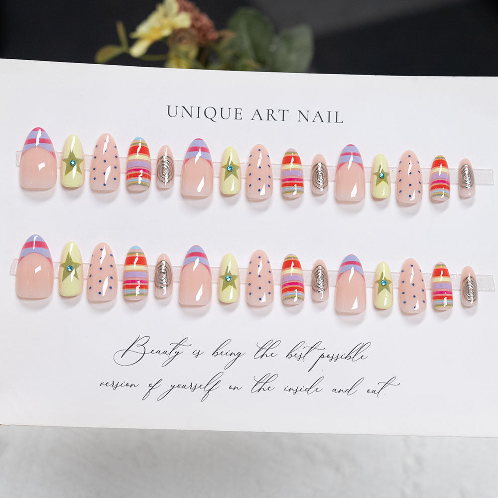 Artistic Multi-Pattern Press-On Nails