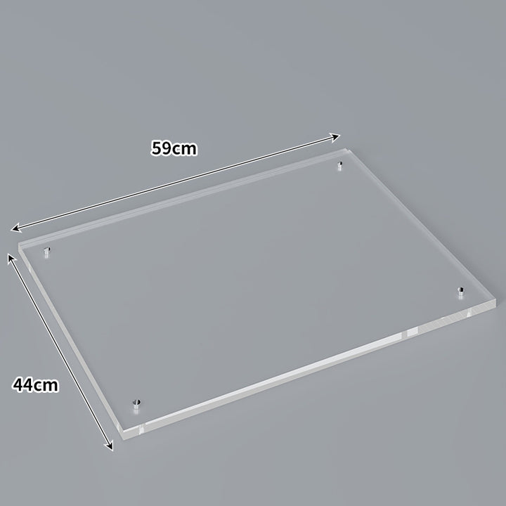 Large Wall-Mounted Clear Acrylic Floating Display Shelf Panel with Pre-Drilled Standoffs