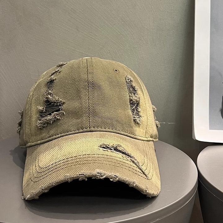 Women's Distressed Black Denim Baseball Cap Kalsten