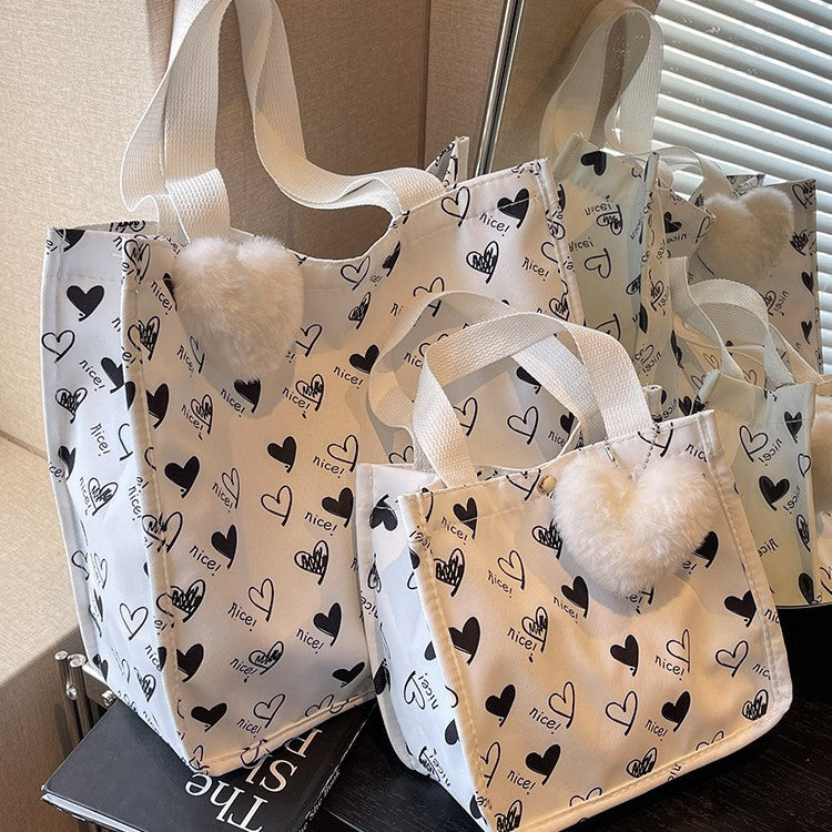 Cute Heart Patterned Tote Bag