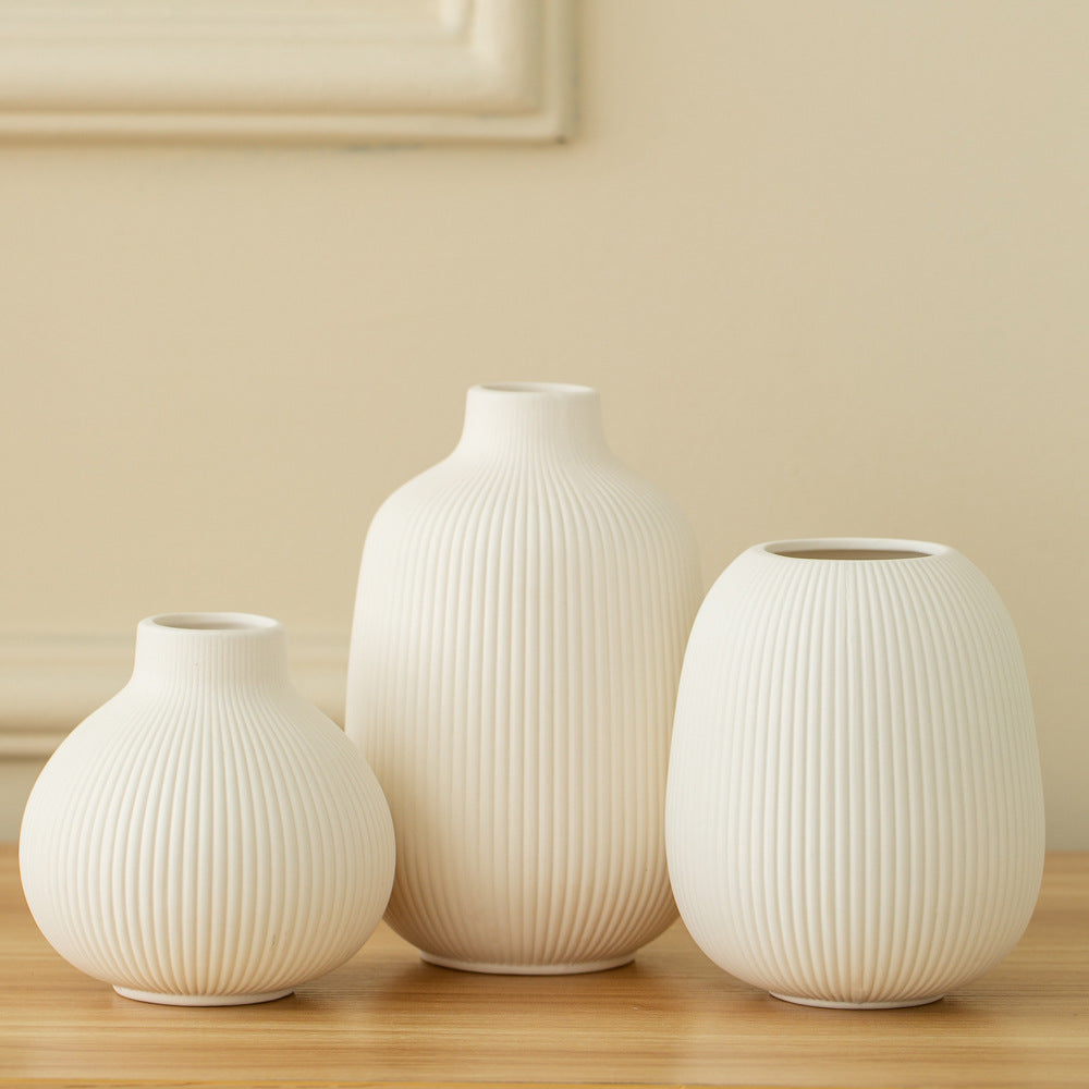 Textured Rippled Ceramic Vase