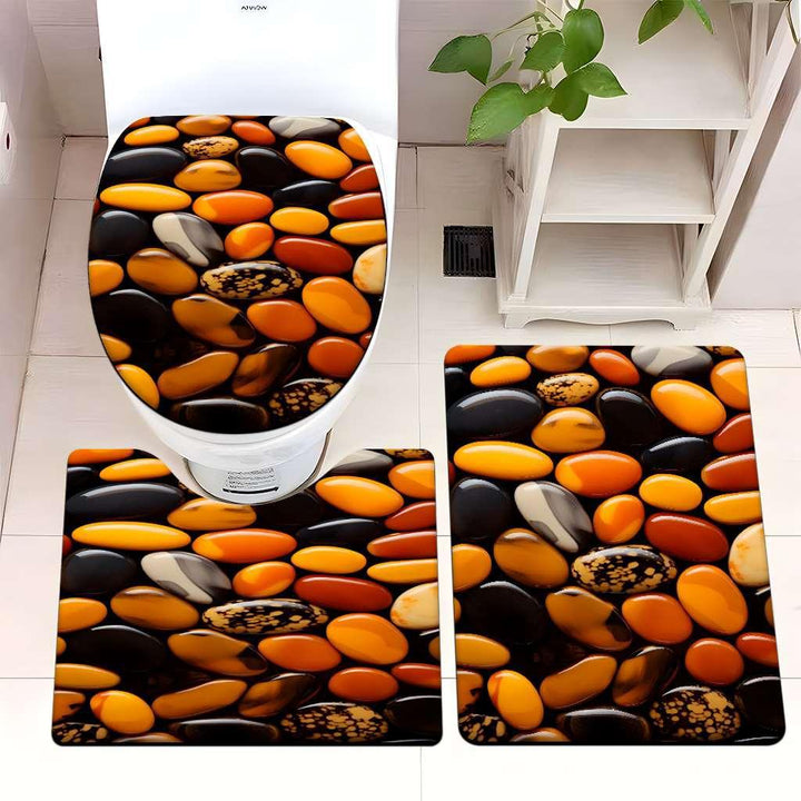 Decorative Pebble Bathroom Mat Set Kalsten