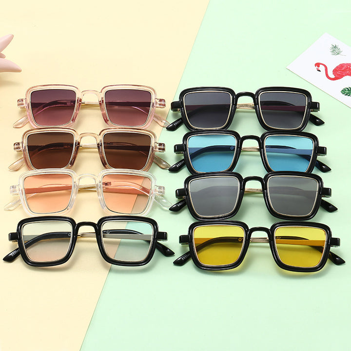 Women's square sunglasses with transparent frame and gold accents Kalsten