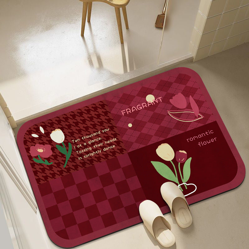 Plush Floral Decorative Bath Mat