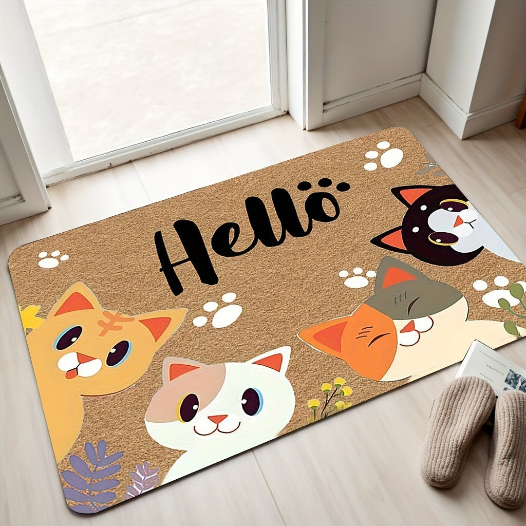 Artistic Cat Themed Door Mat