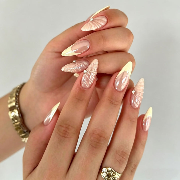 Elegant Press-On Nail Tips with Decorative Bow Kalsten