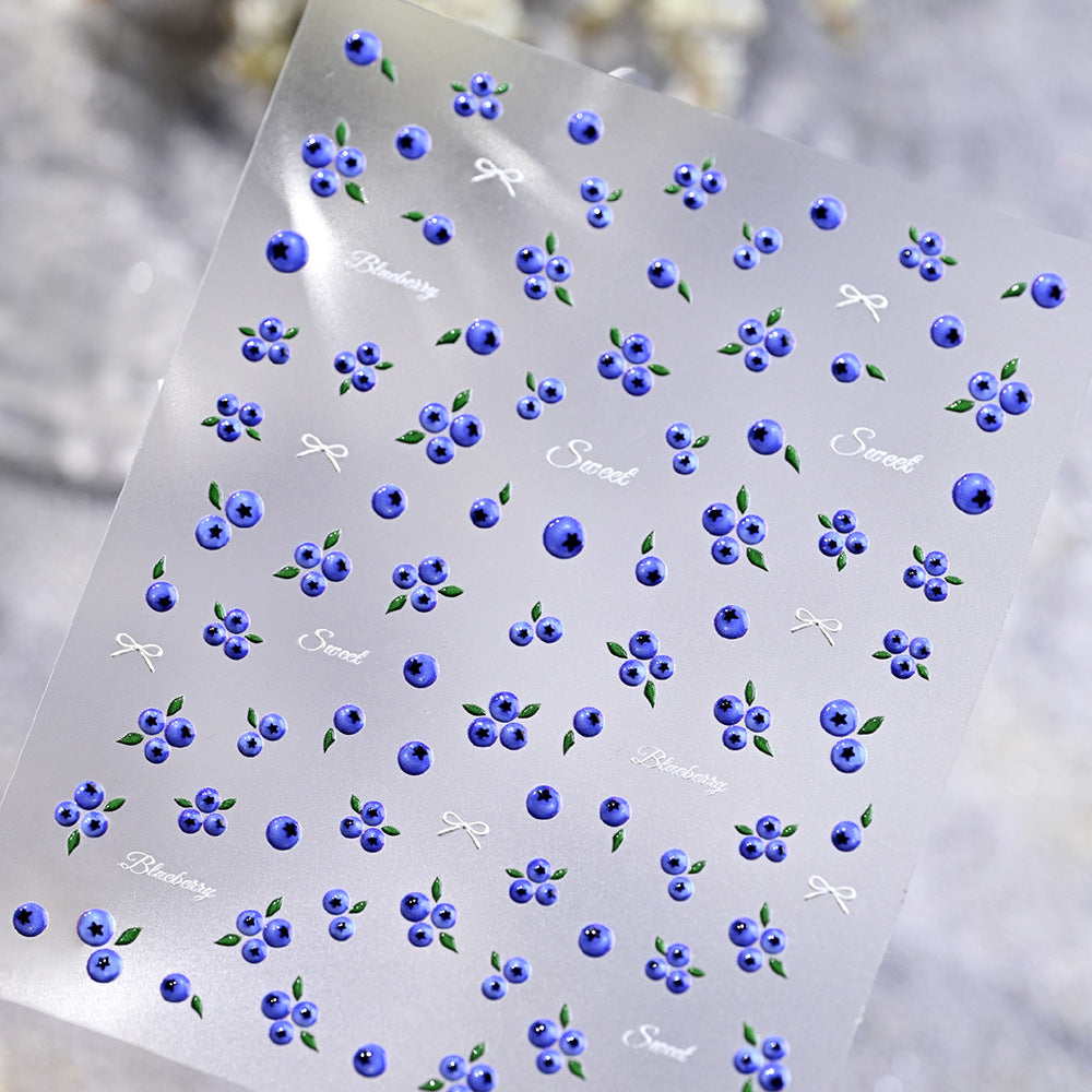 Blueberry-Themed Nail Art Stickers