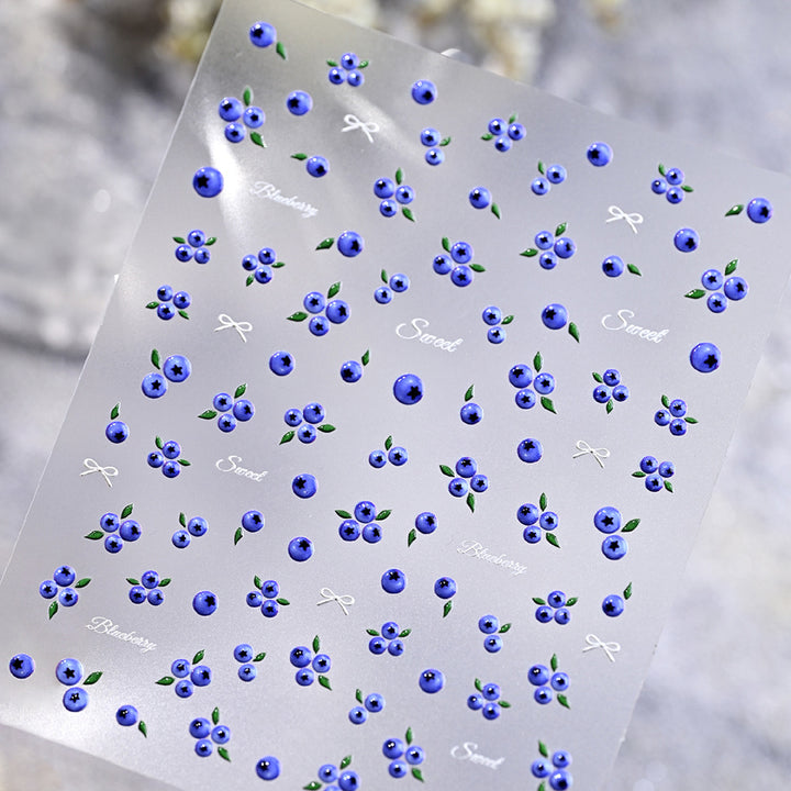 Blueberry-Themed Nail Art Stickers