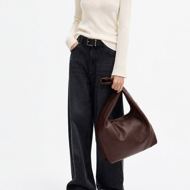 Modern Leather Hobo Handbag