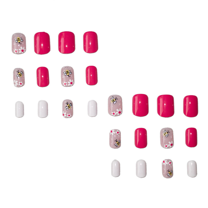 Artistic Floral Bee-Inspired Nail Art Set