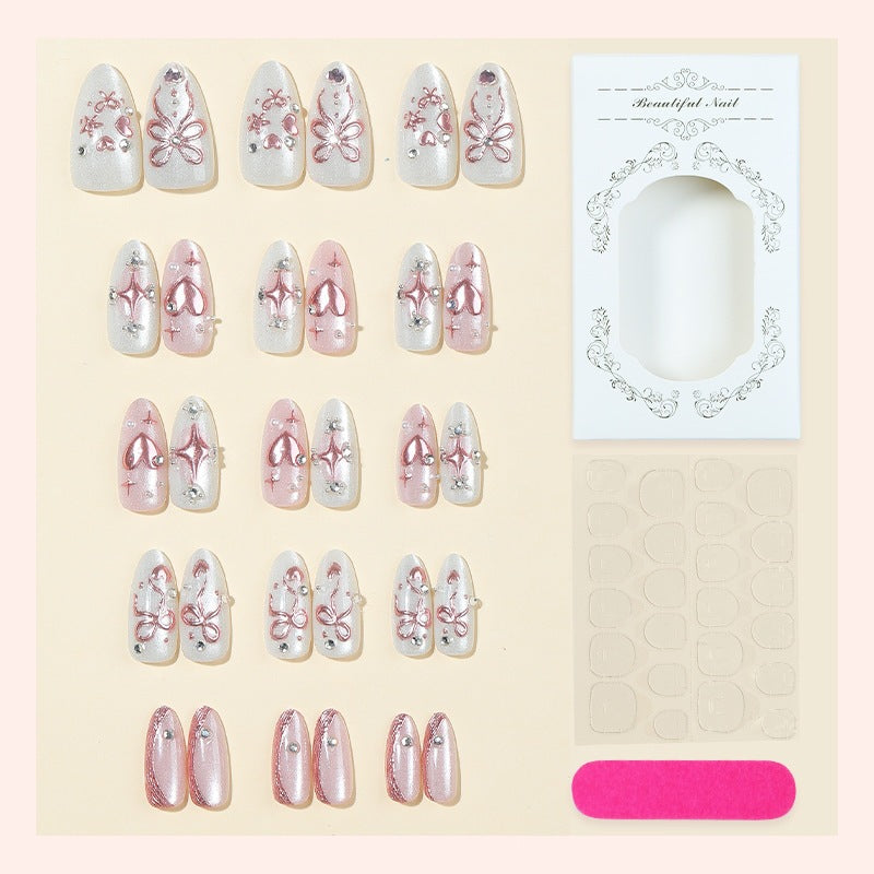 Artificial nail set with glitter and flower accents Kalsten