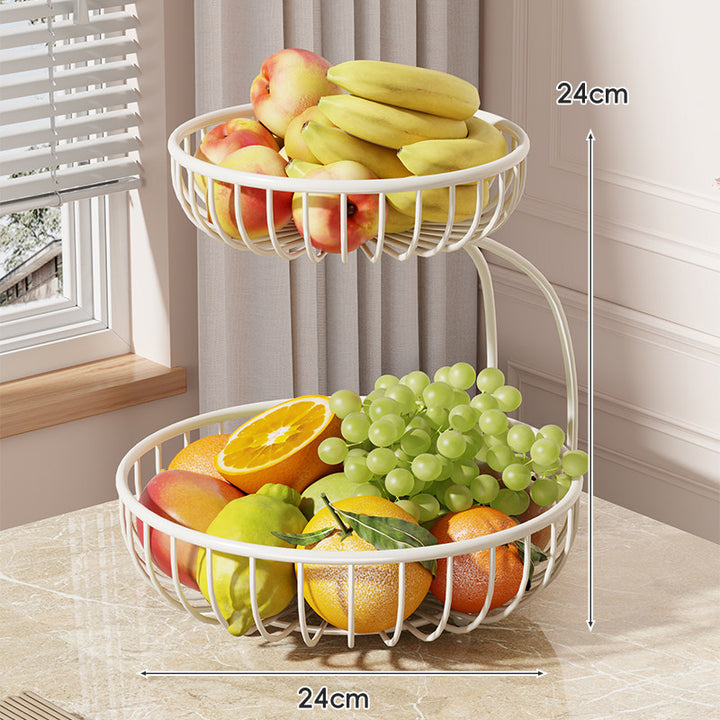 Tiered Curved-Frame Open-Wire Fruit Bowl Stand