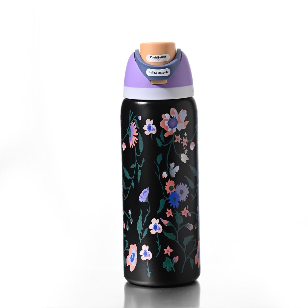 Insulated Stainless Steel Vacuum Water Bottle With One-Touch Flip Lid And Leakproof Safety Lock