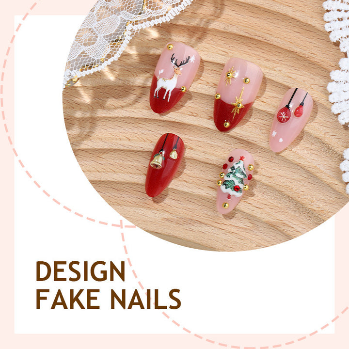 Artificial nail set with festive Christmas motifs and sparkling accents Kalsten