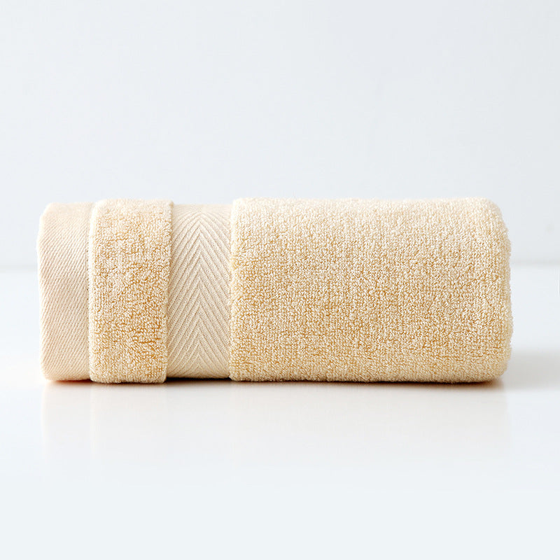 Plush Long-Staple Cotton Bath Towel With Dense Terry Pile And Chevron Dobby Border
