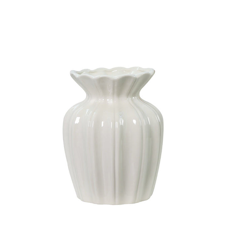 Fluted Ceramic Decorative Flower Vase Kalsten