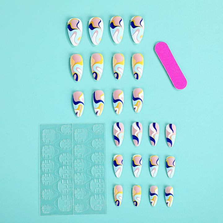 Artificial nails with modern wave-shaped design Kalsten