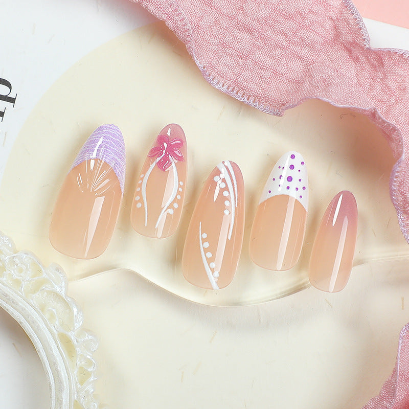 Floral Decorative Press-On Nail Set