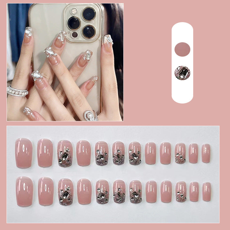 Elegant Rhinestone-Embellished Press-On Nails