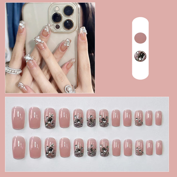 Elegant Rhinestone-Embellished Press-On Nails