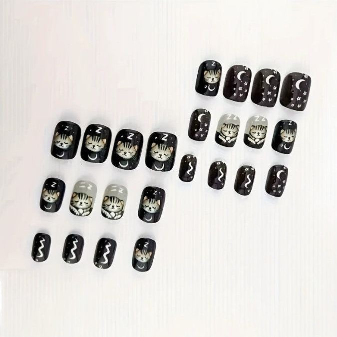 Whimsical Cat-Themed Nail Art Kalsten