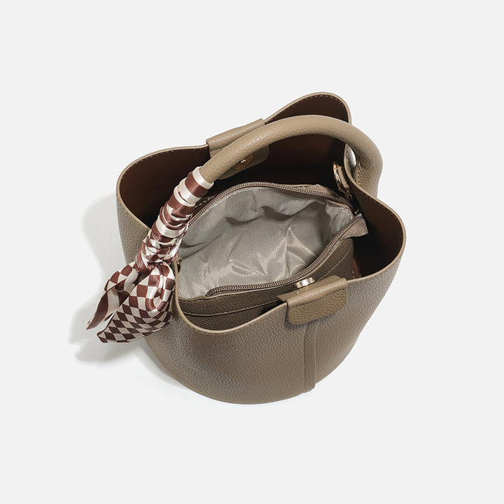 Chic Handheld Bucket Bag with Braided Accent