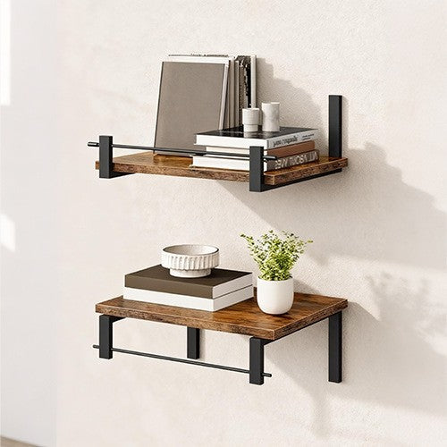 Wall shelf with industrial wood-metal design Kalsten