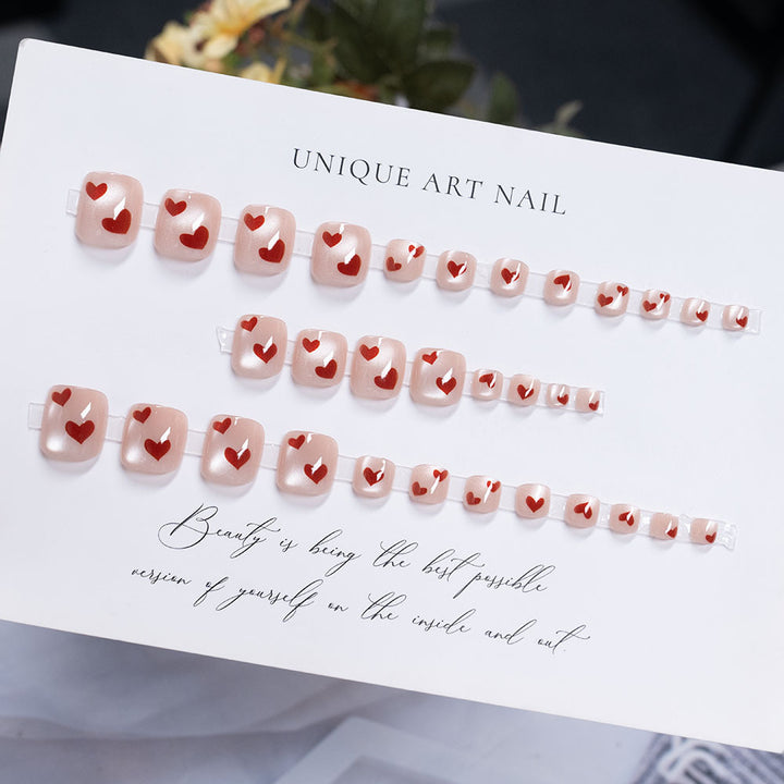 Heart-Embellished Press-On Nail Set  1791110396