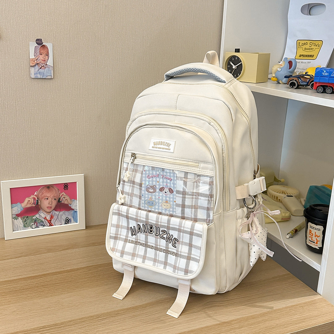 Trendy Spacious Backpack with Transparent Pocket Kalsten