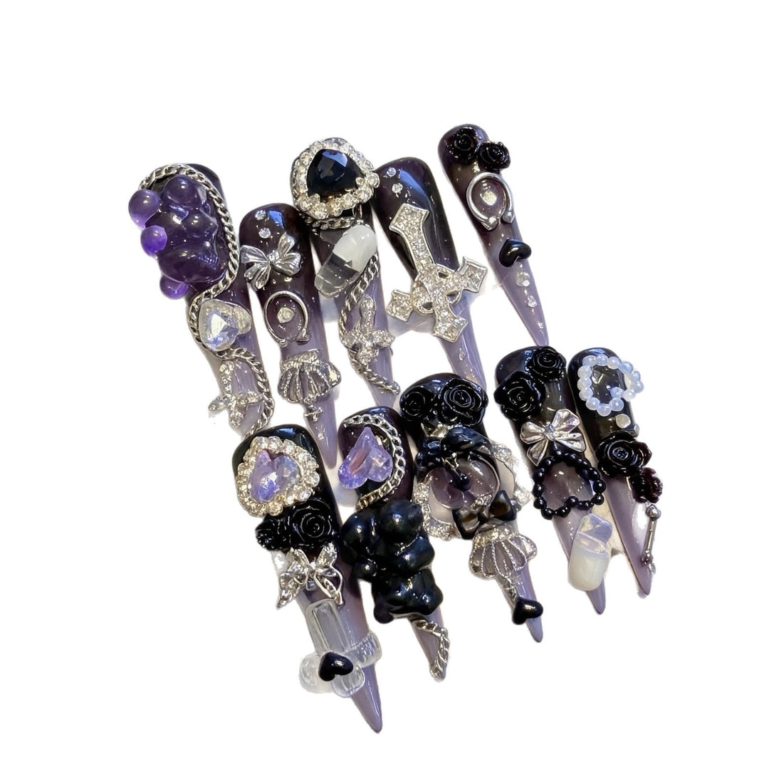 Decorative Gothic-Themed Press-On Nail Art Set