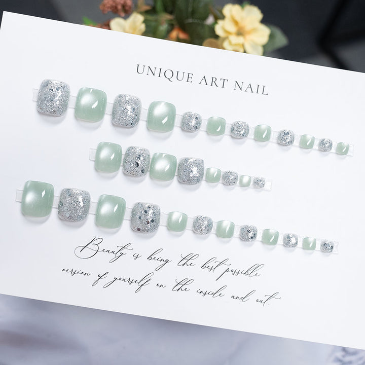 Rhinestone-Embellished Pedicure Nail Art
