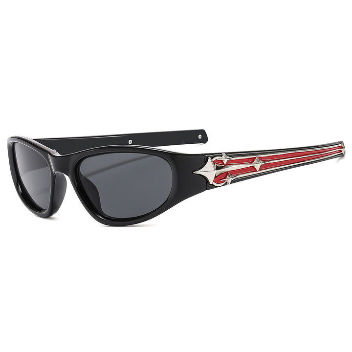 Fashion-Forward Shield Sunglasses with Decorative Frame Design Kalsten
