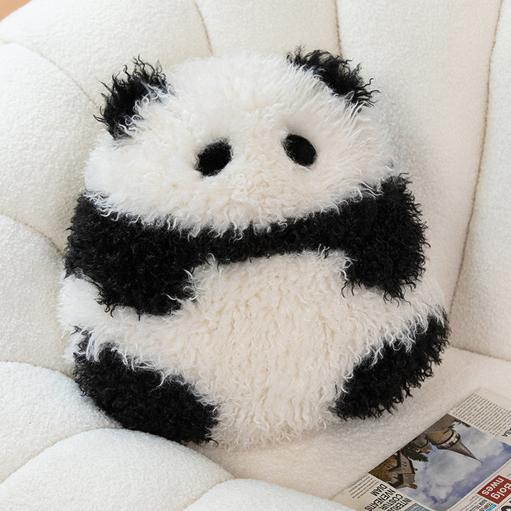 Round Curly Faux-Fur Decorative Cushion with Center Plush Hedgehog Kalsten