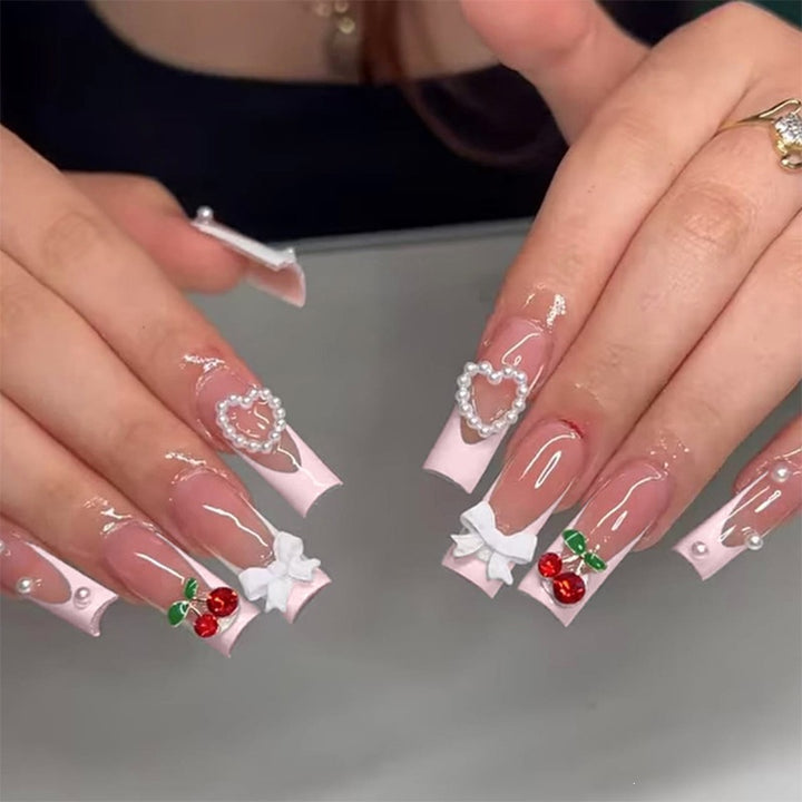 Glamorous artificial nails with 3D decorations Kalsten