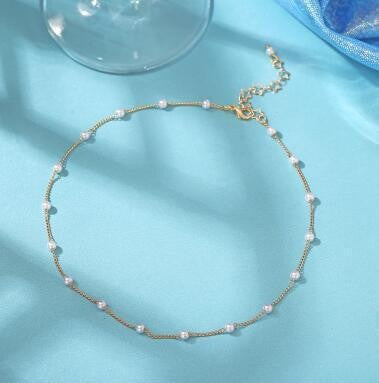 Elegant Pearl and Chain Anklet Kalsten