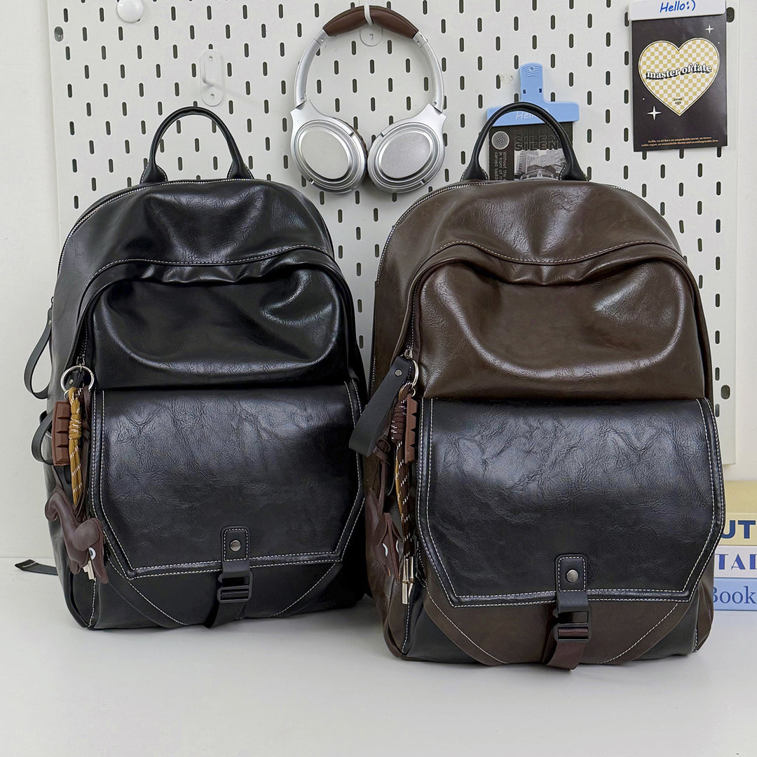 Stylish Multi-Compartment Leather Laptop Backpack Kalsten