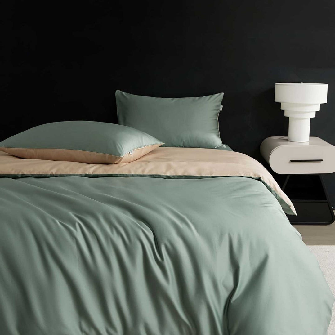 Reversible Premium Cotton Satin Bed Set with Silky Soft Finish
