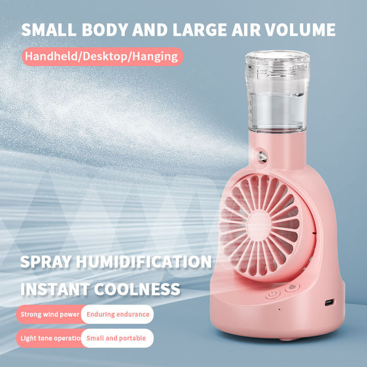 Cooling portable misting handheld fan with detachable water reservoir and adjustable-angle stand Kalsten