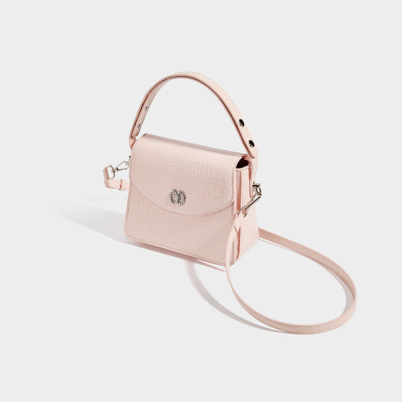 Crocodile-Embossed Structured Handbag