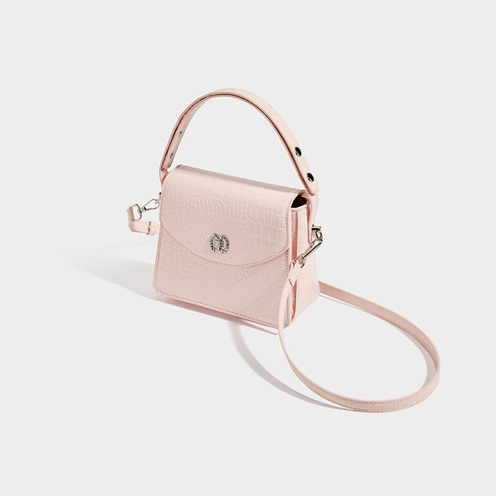 Crocodile-Embossed Structured Handbag