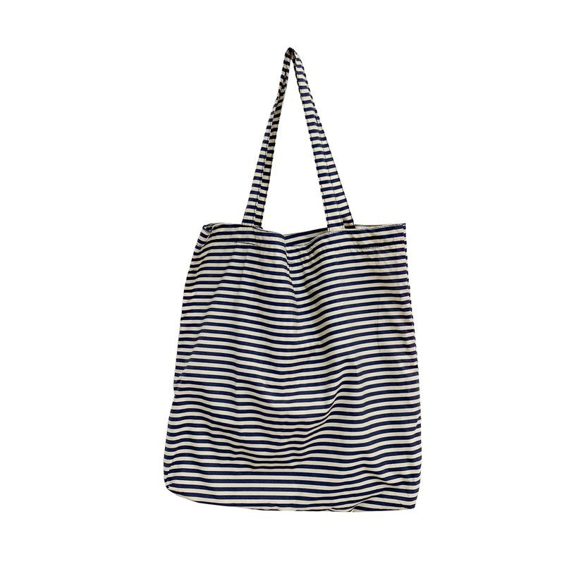 Striped Canvas Beach Tote Bag