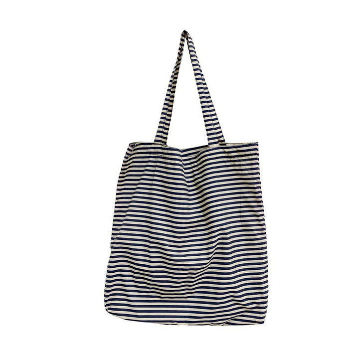 Striped Canvas Beach Tote Bag