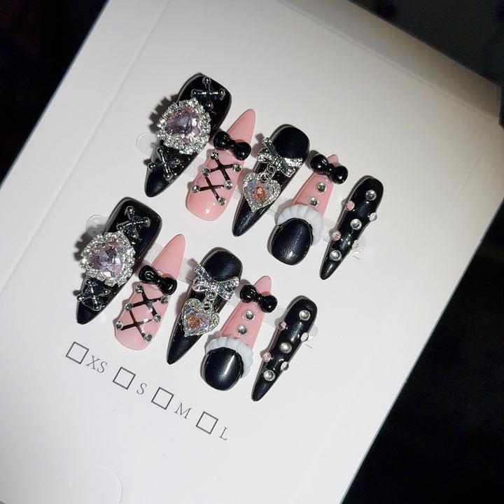 Glamorous Rhinestone-Embellished Press-On Nails